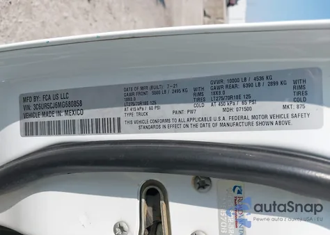 2021 Ram 2500 Tradesman 4X4 6'4 Box from USA, damaged, VIN 3C6UR5CJ6MG680858